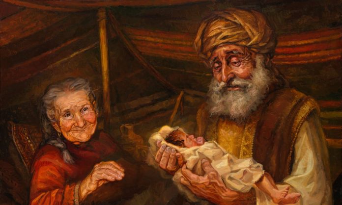 Abraham rocking his baby
